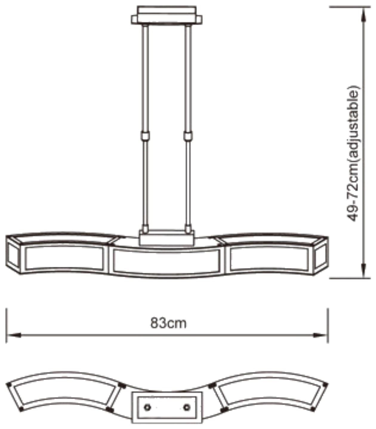 Mantra Duna E27 Linear Pendant 3 Light L1 Bar, Polished Chrome, White Acrylic, CFL Lamps INCLUDED