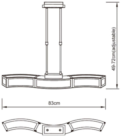Mantra Duna E27 Linear Pendant 3 Light L1 Bar, Polished Chrome, White Acrylic, CFL Lamps INCLUDED