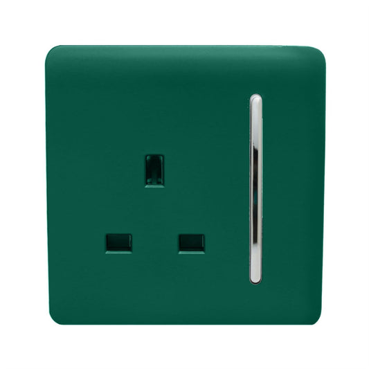 Trendi 1 Gang Artistic Modern Glossy 13 Amp Switched Tactile Plug Socket Dark Green