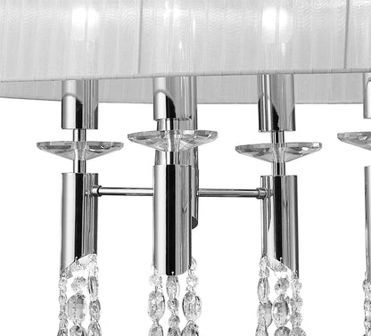 Mantra M3853 Tiffany Pendant 6+6 Light E27+G9 Oval, Polished Chrome with White Shade & Clear Crystal