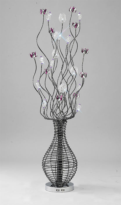 Diyas Home Viola Aluminium (DH) Viola Floor Lamp 7 Light G4 Black/Purple/Chrome/Crystal, NOT LED/CFL Compatible