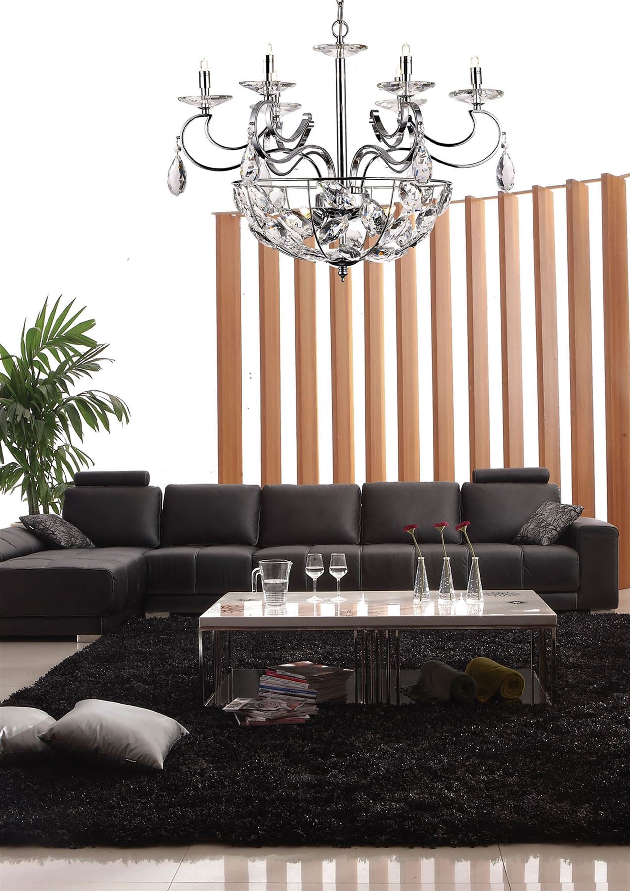 Diyas Galilea 65cm  6+3 Light G9 Polished Chrome/Crystal Ceiling Pendant Light Fitting