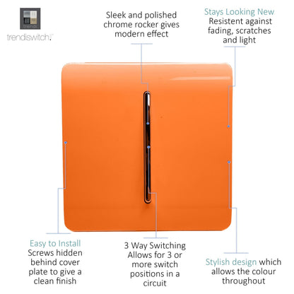 Trendi 1 Gang 3 Way Intermediate Artistic Modern Glossy 10 Amp Rocker Tactile Orange