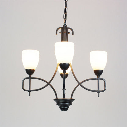 Diyas San Marino 40cm  4 Light E14 Tex/Pewter/Frosted Glass Ceiling Pendant Light Fitting