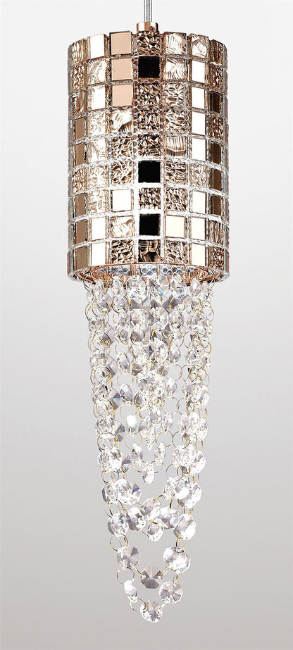 Diyas Camden 10cm Single  1 Light G9 Rose Gold/Mosaic Glass/Crystal Ceiling Pendant Light Fitting