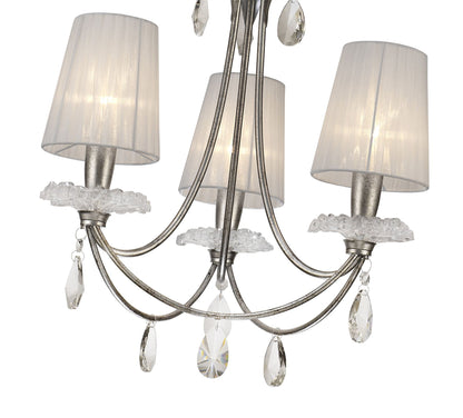 Mantra M6303 Sophie Pendant 63cm Round, 3 x E14 (Max 20W), Silver Painting, White Shades