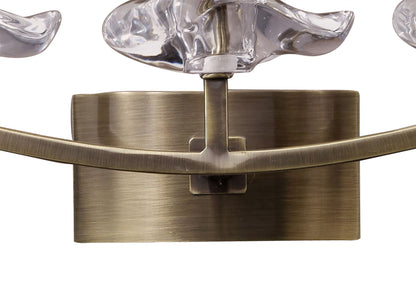 Mantra Akira Wall Light Switched 3 Light E14, Antique Brass with Cream Shade