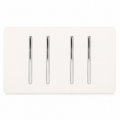 Trendi 4 Gang 2 Way Rocker Double Plate Tactile Light Switch Matt White - ART-SS44MWH