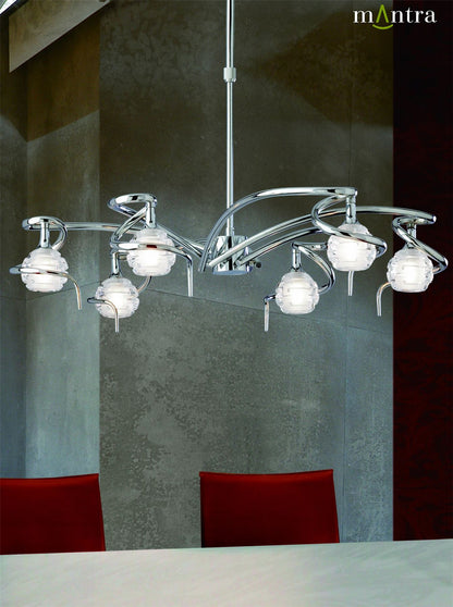 Mantra M0079 Dali Telescopic Pendant Semi Flush Convertible 6 Light G9, Polished Chrome