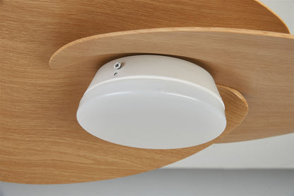 Nenufar 74 x 44cm 18W LED Dimmable Ceiling Light With Built-In 30W DC Fan, 3000-5000K Remote Control, 3600lm, White/Wood, 5yrs Warranty