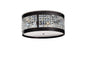 Diyas Celsa 45cm Flush  4 Light E14 Polished Chrome/Dark Brown Faux Leather/Crystal Ceiling Light Fitting