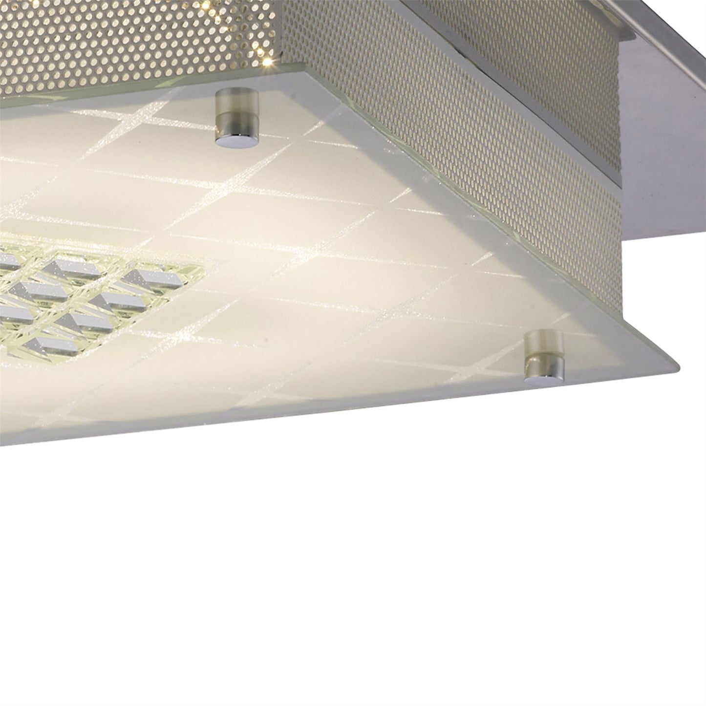 Diyas Ines Square Flush  75 X 0.72W LED 3600K Polished Chrome/Crystal, 3yrs Warranty Crystal Ceiling Light Fitting