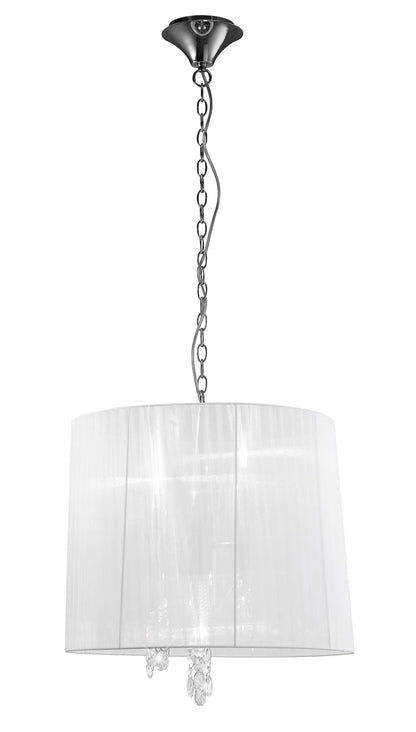 Mantra M3860 Tiffany Pendant 3+3 Light E14+G9, Polished Chrome with White Shade & Clear Crystal