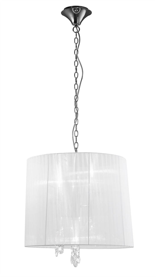 Mantra M3860 Tiffany Pendant 3+3 Light E14+G9, Polished Chrome with White Shade & Clear Crystal
