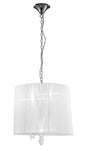 Mantra M3860 Tiffany Pendant 3+3 Light E14+G9, Polished Chrome with White Shade & Clear Crystal