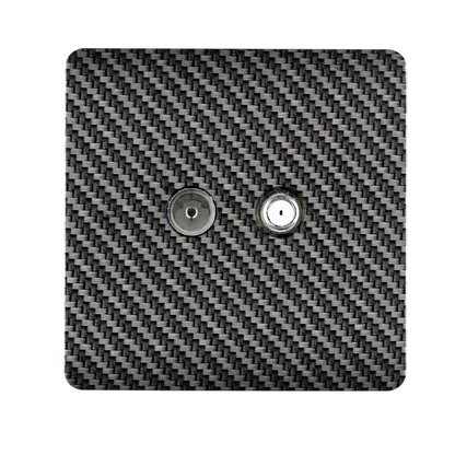 Trendi Switch Carbon Fibre TV Coaxial & F-Type Satellite Socket - Screwless