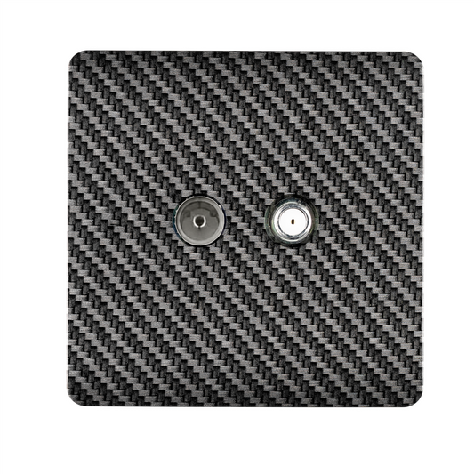 Trendi Switch Carbon Fibre TV Coaxial & F-Type Satellite Socket - Screwless