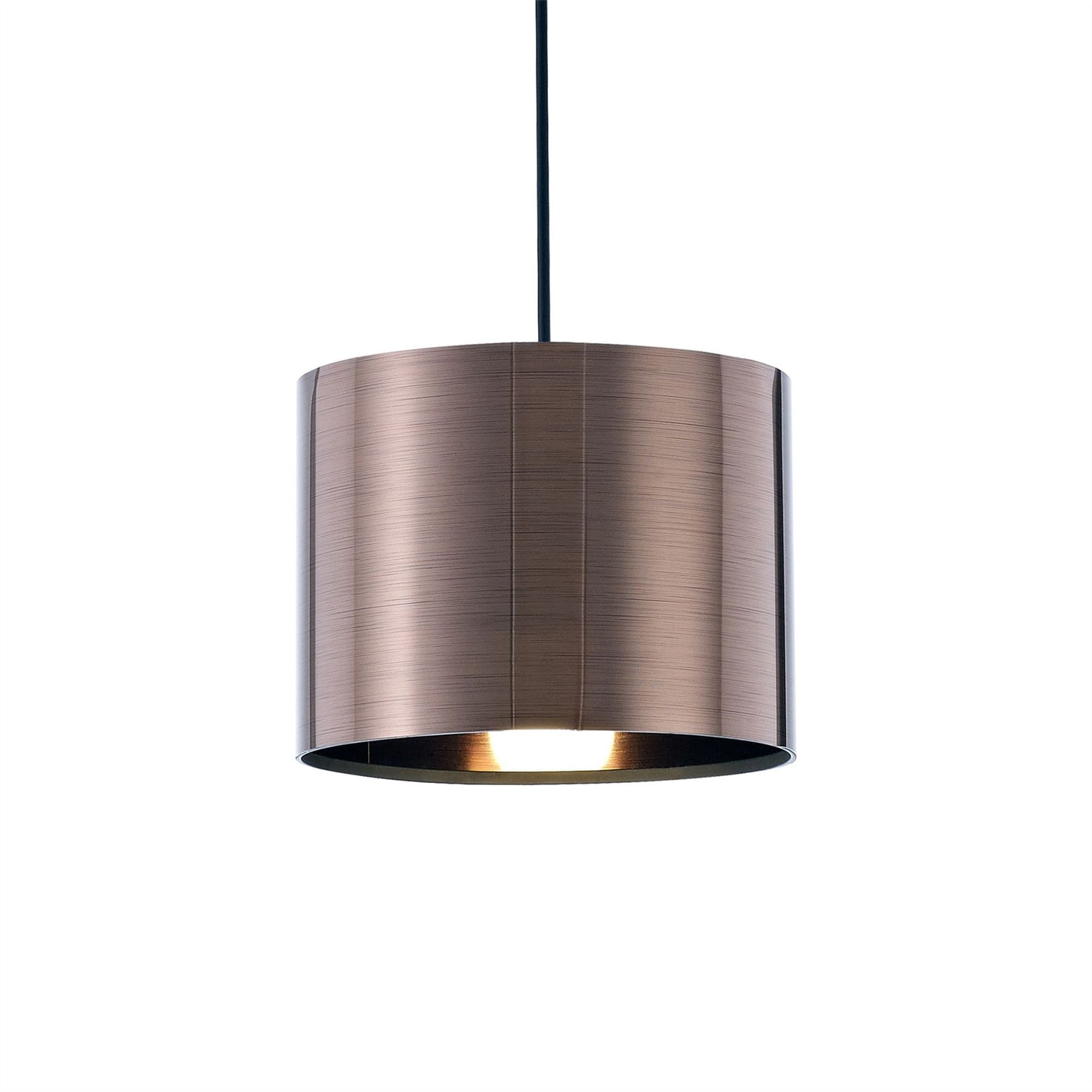 Deco Dako Black Pendant 1 Light E27 with 200 x 150mm Metallic Bronze Finish Cylinder Shade, c/w Ceiling Bracket