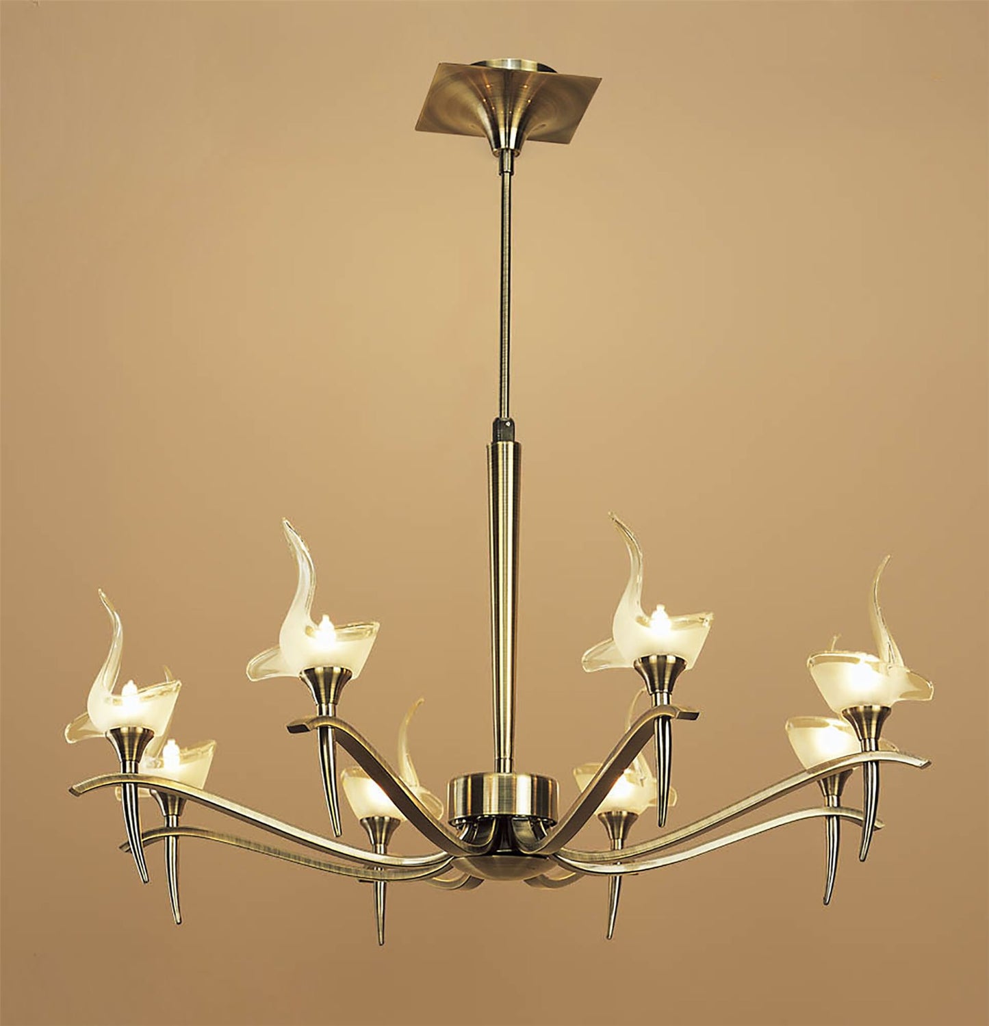Mantra Viena 71.5cm Telescopic Pendant Round 8 Light G9, Antique Brass