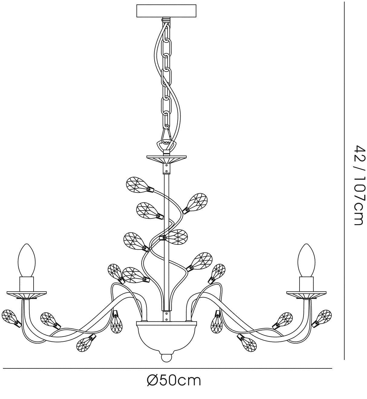 Diyas Willow 50cm  WITHOUT SHADE 3 Light E14 Polished Chrome/Crystal Ceiling Pendant Light Fitting