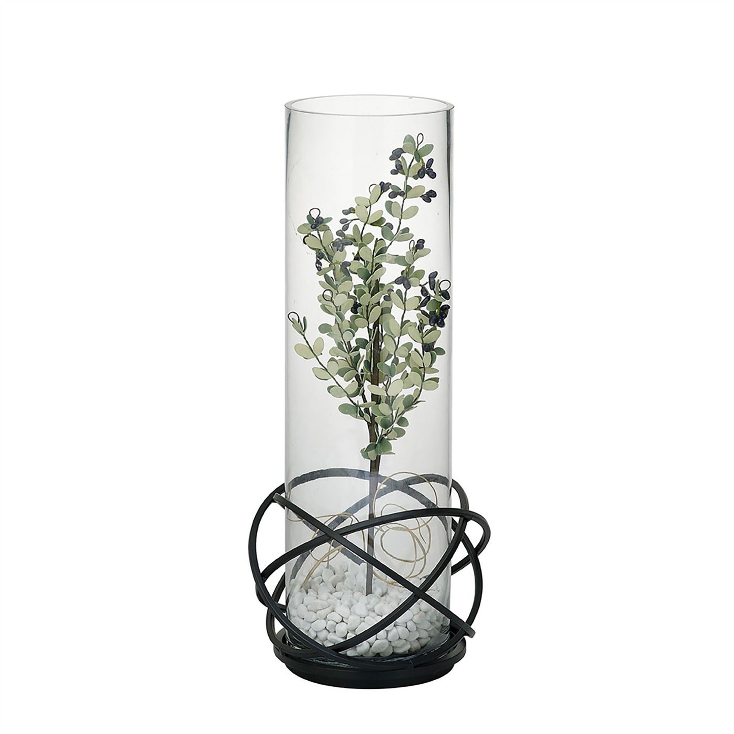 Diyas Home (DH) Oriana Candle Holder 19Cm Black/Clear Glass Art