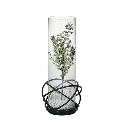 Diyas Home (DH) Oriana Candle Holder 19Cm Black/Clear Glass Art