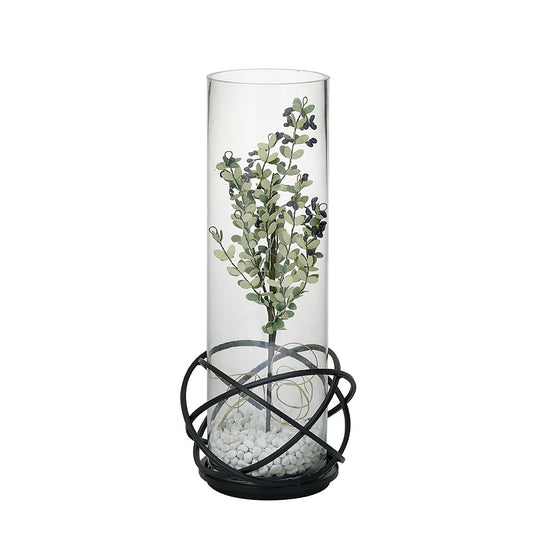 Diyas Home (DH) Oriana Candle Holder 19Cm Black/Clear Glass Art