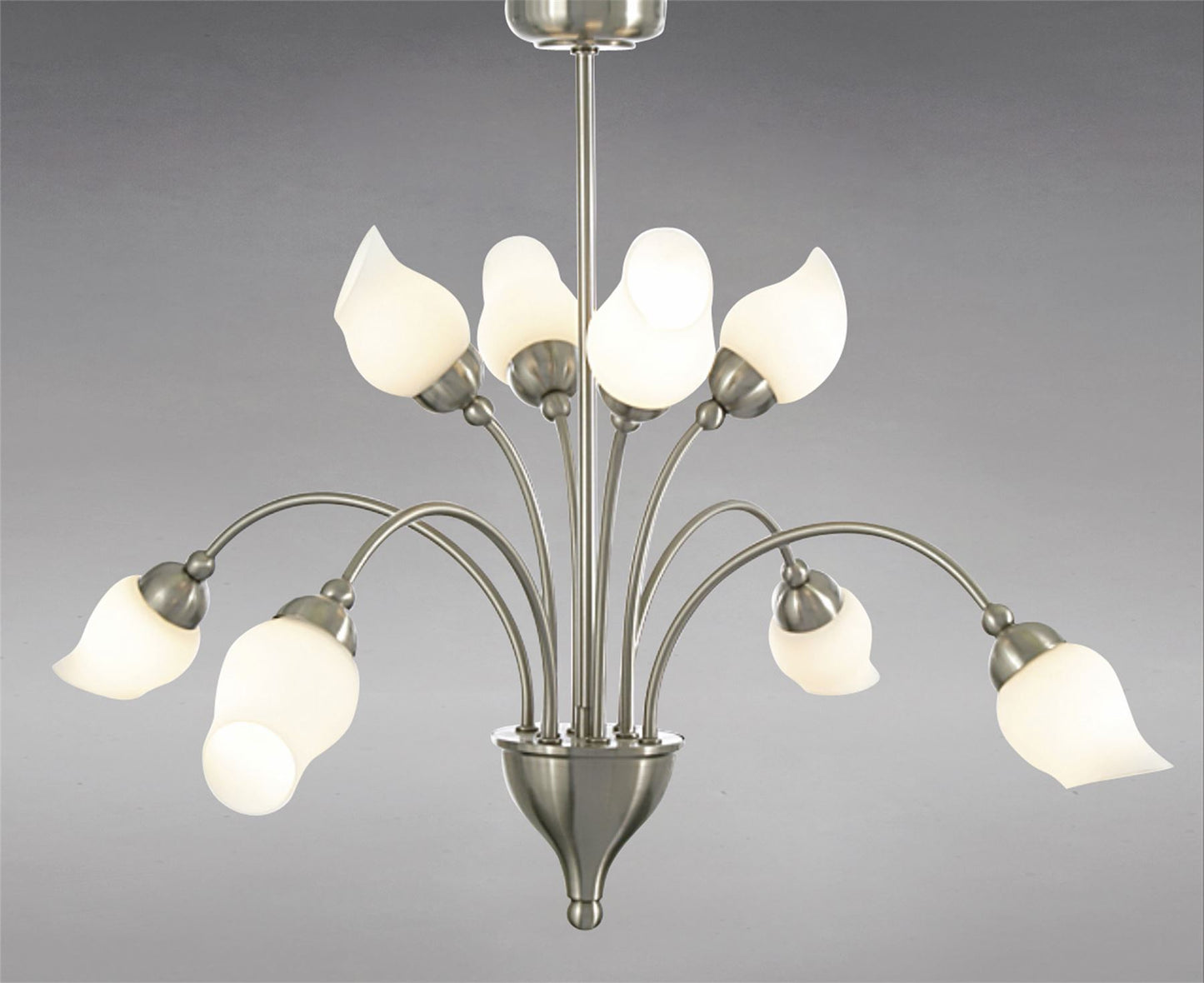 Diyas Rimini 61cm  8 Light G9 Satin Chrome/Opal Glass Ceiling Pendant Light Fitting