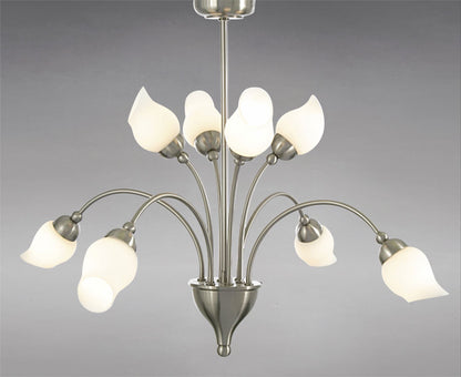Diyas Rimini 61cm  8 Light G9 Satin Chrome/Opal Glass Ceiling Pendant Light Fitting