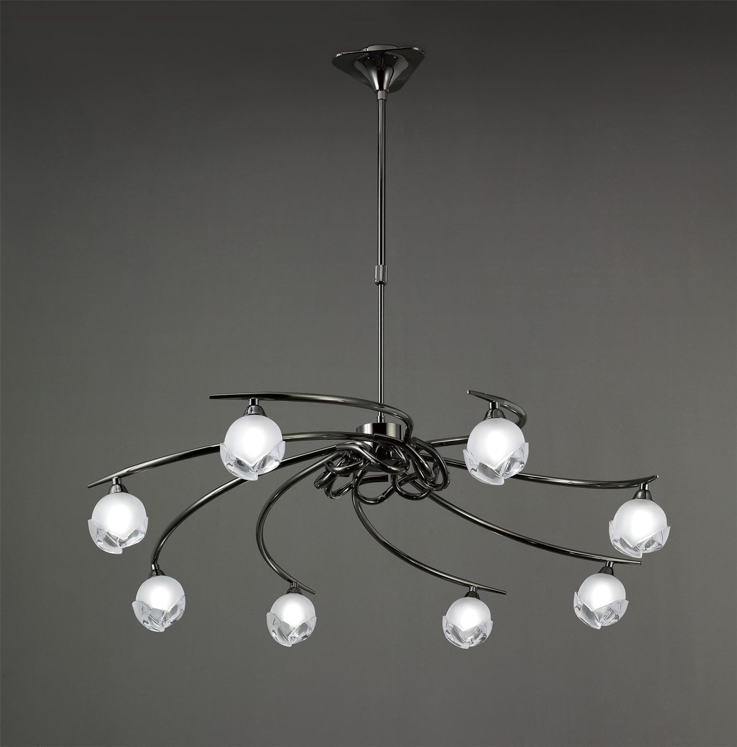 Mantra Fragma 86cm Telescopic 8 Light G9, Black Chrome