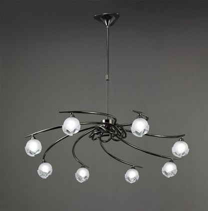 Mantra Fragma 86cm Telescopic 8 Light G9, Black Chrome
