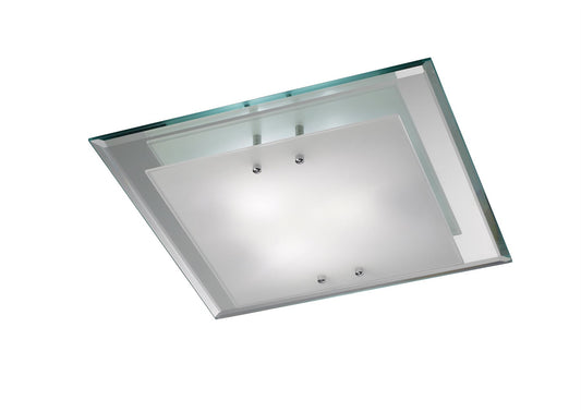 Deco Mira Ceiling Light, 400mm Square, 3 Light E27 Polished Chrome
