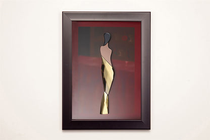 Diyas Home Crystal Wall Art (DH) Glamour Standing Lady, Black Frame, Pink, Black, Ambre Crystal Framed