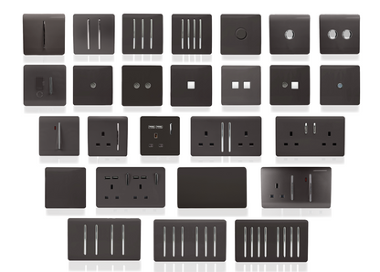 Trendi 2 Gang Artistic Modern Glossy 13 Amp Switched Tactile Plug Socket Dark Brown (5 Pack)