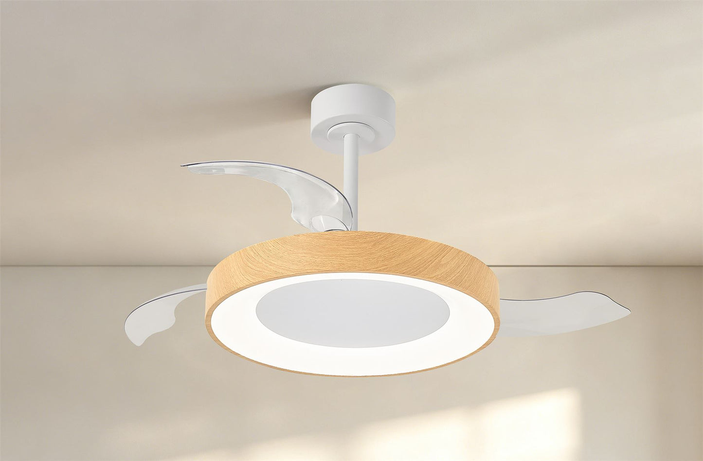 Niseko Fan M 49cm 50W LED Dimmable Ceiling Light With Built-In 30W DC Fan, 2700-5000K Remote Control, 5500lm, Wood, 5yrs Warranty