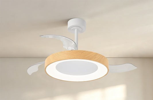 Niseko Fan M 49cm 50W LED Dimmable Ceiling Light With Built-In 30W DC Fan, 2700-5000K Remote Control, 5500lm, Wood, 5yrs Warranty