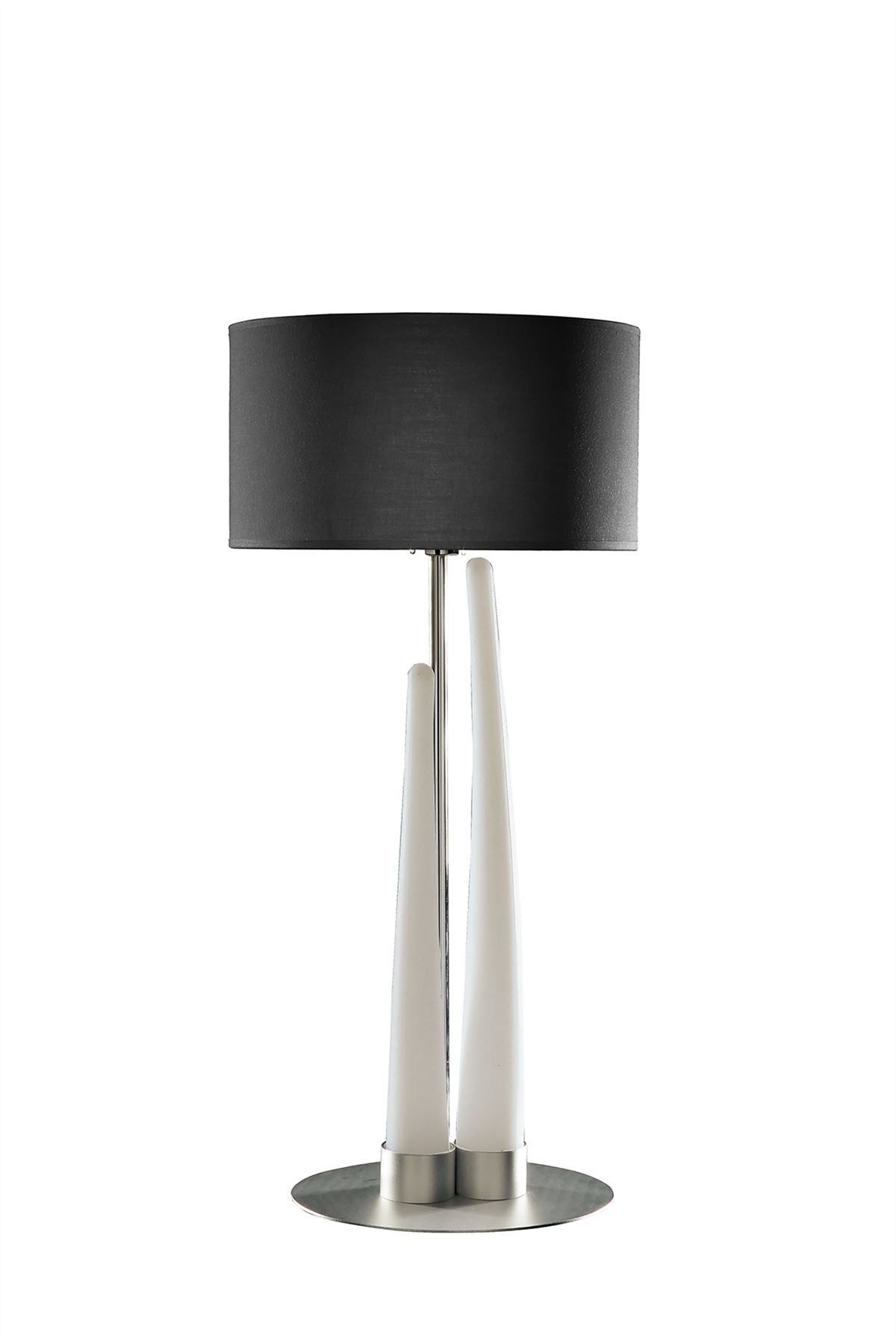 Mantra Estalacta Table Lamp 3 Light GU10 Indoor, Silver/Opal White with Black Shade