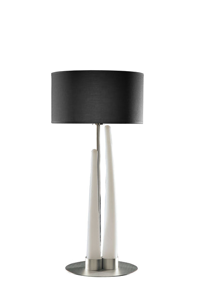 Mantra Estalacta Table Lamp 3 Light GU10 Indoor, Silver/Opal White with Black Shade