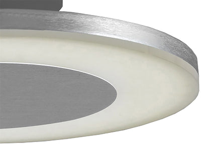 Mantra Hemisferic 36cm Ceiling 1 X 28W LED Round 3000K, 1800lm, Satin Aluminium/Frosted Acrylic, 3yrs Warranty Ceiling