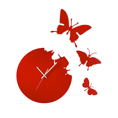 Diyas Home (DH) Infinity Cutout Butterfly Clock Red Wall
