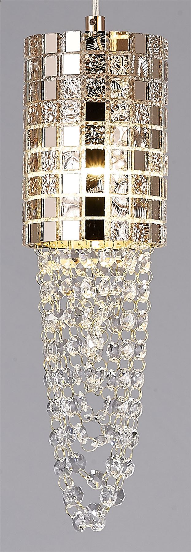 Diyas Camden 35cm  3 Light G9 Round Rose Gold/Mosaic Glass/Crystal Ceiling Pendant Light Fitting