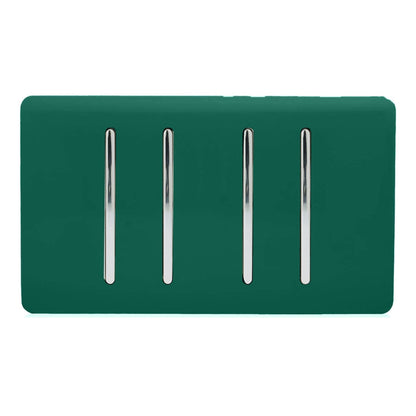 Trendi 4 Gang (2 Way & 1x Intermediate) Glossy 10 Amp Rocker Light Switch Dark Green