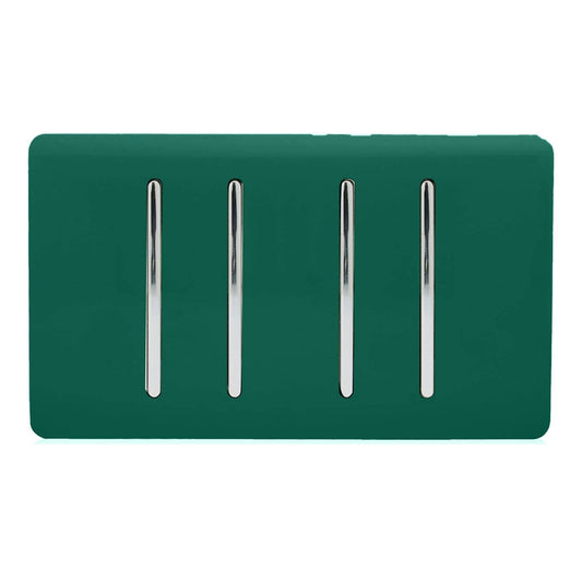 Trendi 4 Gang (2 Way & 1x Intermediate) Glossy 10 Amp Rocker Light Switch Dark Green