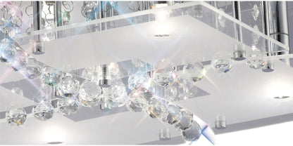 Diyas Chisora Square Flush  5 Light G9 Polished Chrome/Glass/Crystal Ceiling Light Fitting