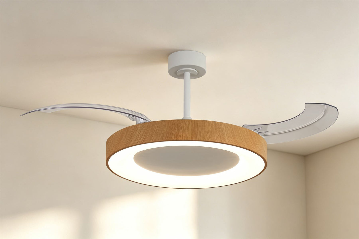 Niseko Fan L 62cm 40W LED Dimmable Ceiling Light With Built-In 40W DC Fan, 2700-5000K Remote Control, 4400lm, White/Wood, 5yrs Warranty