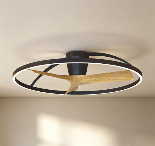 Nepal II 1m 44W LED Dimmable Light With Built-In 32W DC Reversible Fan, Black/Wood Finish c/w Remote Control, 7700lm, 5yrs Warranty