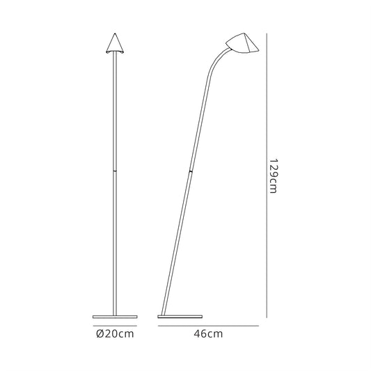 Mantra Capuccina 1 Light Floor Lamp, 8.5W LED, 3000K, 600lm, White, 3yrs Warranty