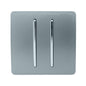 Trendi 2 Gang 2 Way Artistic Modern Glossy 10 Amp Rocker Tactile Light Switch Cool Grey