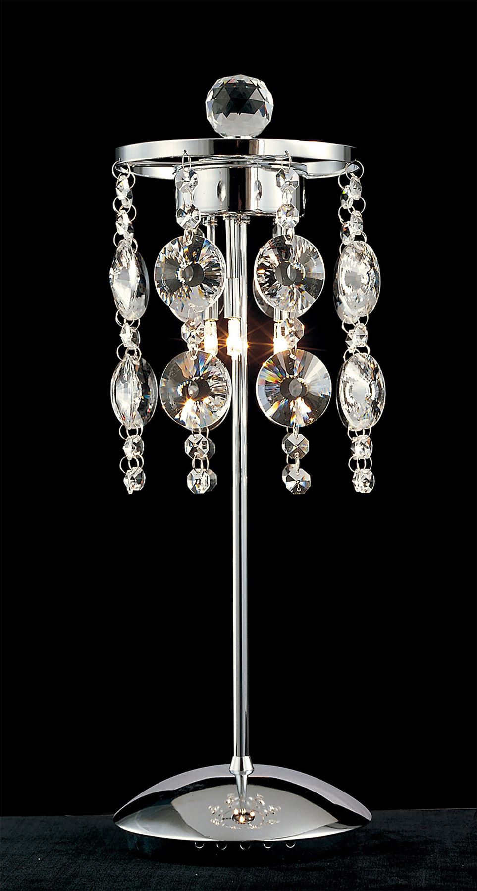 Diyas Nico Crystal Table Lamp 3 Light G4 Polished Chrome, NOT LED/CFL Compatible