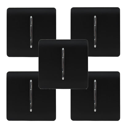 Trendi 1 Gang 2 Way 240V Screwless Artistic Modern 10 Amp Chrome Rocker Electrical Wall Light Switch in Matt Black (5 pack)